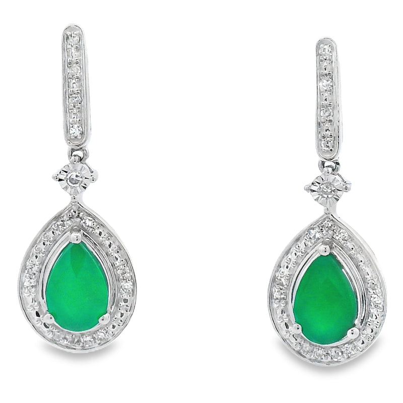 Bids.com Chalcedony Diamond Dangle Earrings 10KT White Gold Earrings