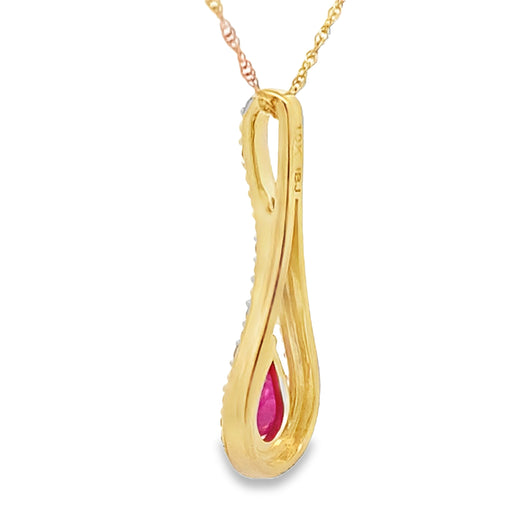 Bids.com .48ct Ruby Diamond Fashion Pendants 10KT Yellow Gold Pendants