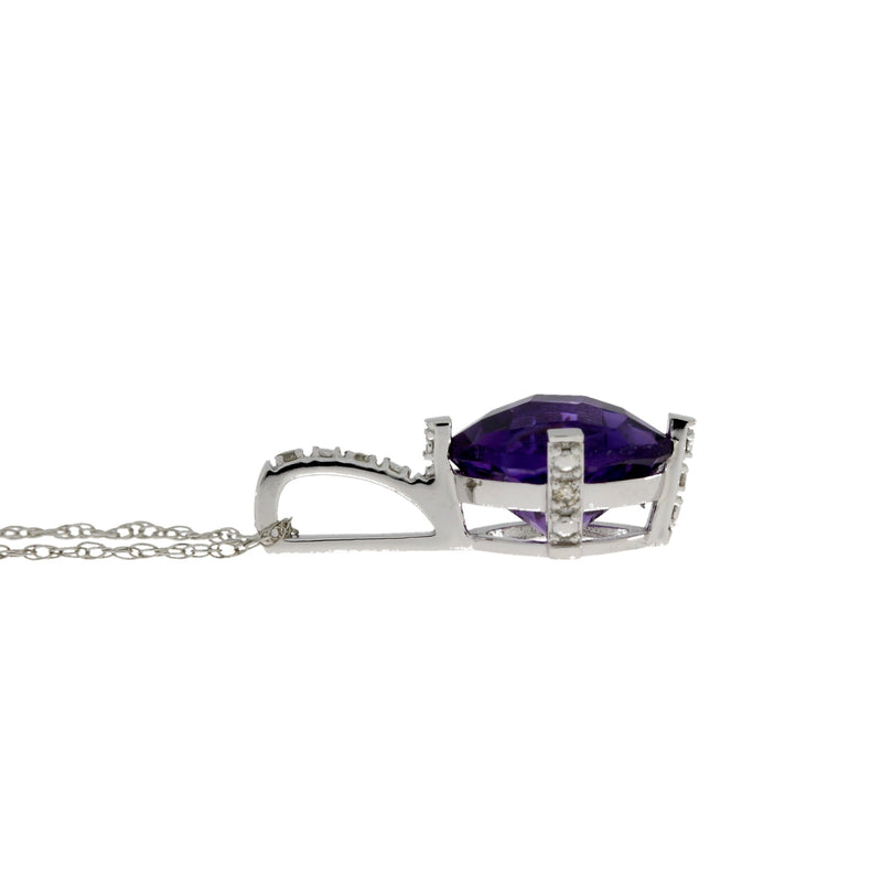 Bids.com Amethyst Diamond Fashion Pendants 10KT White Gold Pendants