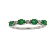 Bids.com Emerald Diamond Fashion band rings 14KT White Gold Rings