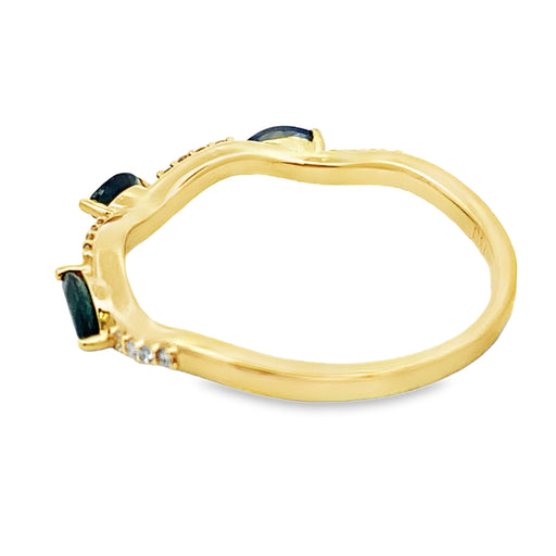 Bids.com Sapphire Diamond stackable band set 14KT Yellow Gold Rings