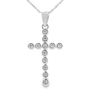 Bids.com .12ct Diamond Cross Religious Pendant 14KT White Gold Pendants