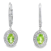 Bids.com 1.21ct Peridot Diamond Dangle Earrings 10KT White Gold Earrings