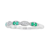 Bids.com Emerald Diamond stackable band set 14KT White Gold Rings