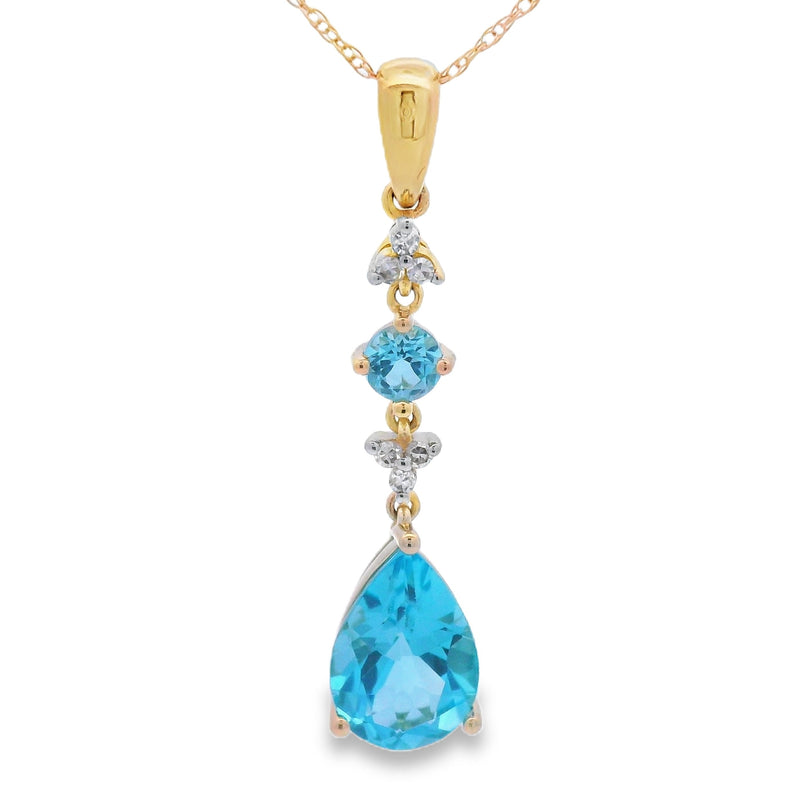 Bids.com Blue Topaz Diamond Fashion Pendants 10KT Yellow Gold Pendants