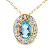 Bids.com Blue Topaz Diamond Fashion Pendants 10KT Yellow Gold Pendants