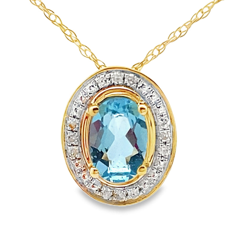 Bids.com Blue Topaz Diamond Fashion Pendants 10KT Yellow Gold Pendants
