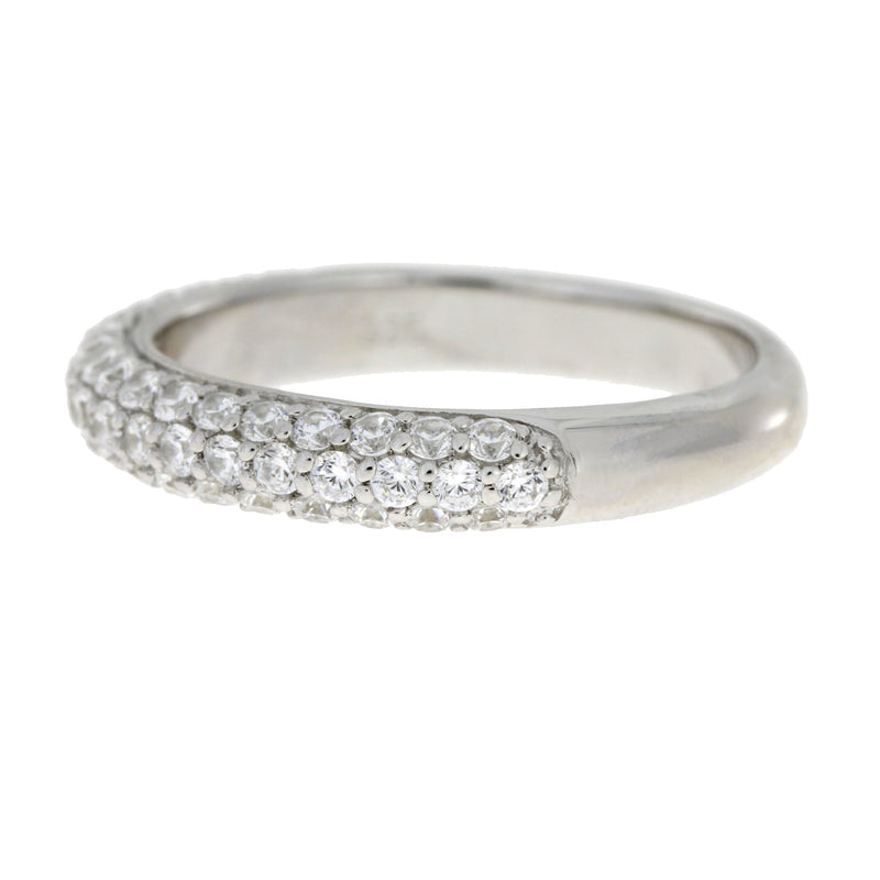 Bids.com Cubic Zirconium Wedding Band Ring Sterling Silver Rings