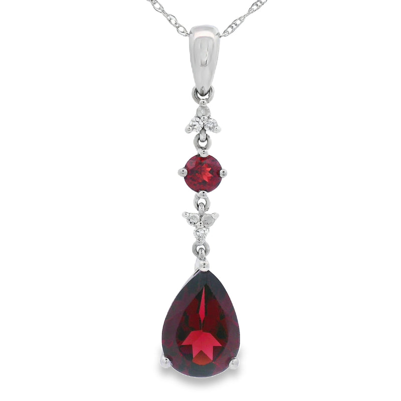 Bids.com 2.25ct Garnet Diamond Fashion Pendants 14KT White Gold Pendants