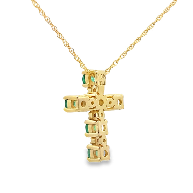 Bids.com .26ct Emerald Cross Religious Pendant 10KT Yellow Gold Pendants