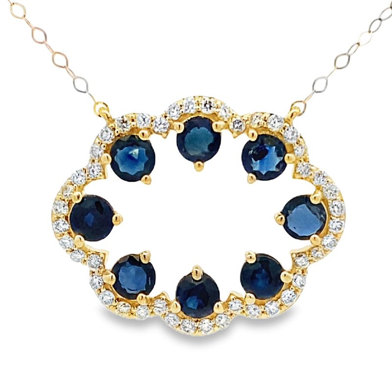 Bids.com Sapphire Diamond Fashion Pendants 14KT Yellow Gold Pendants