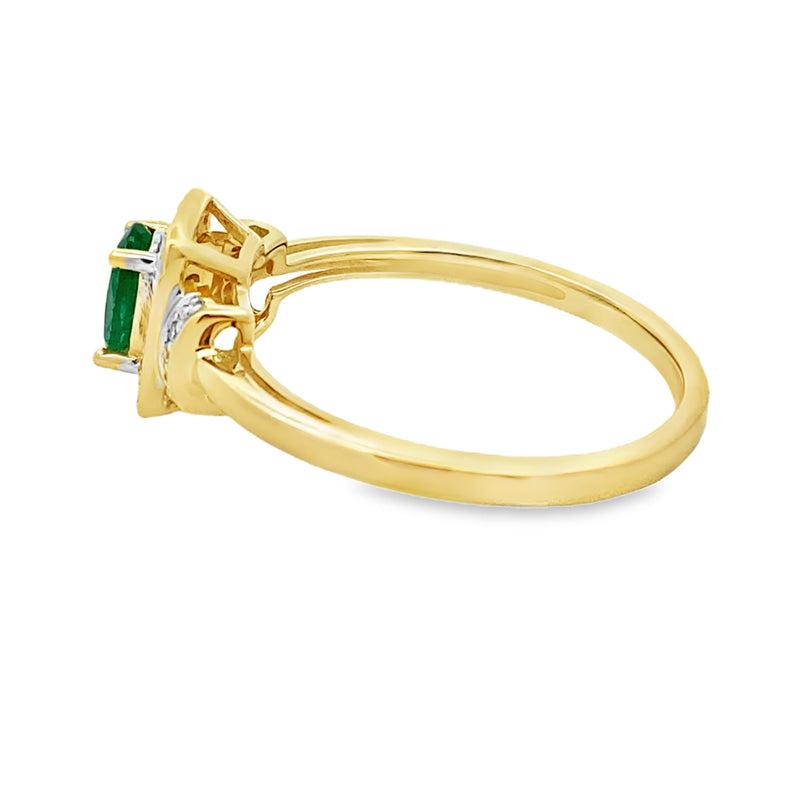 Bids.com .45ct Emerald Diamond Ring 10KT Yellow Gold Rings