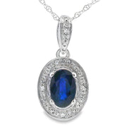 Bids.com .65ct Sapphire Diamond Fashion Pendants 10KT White Gold Pendants