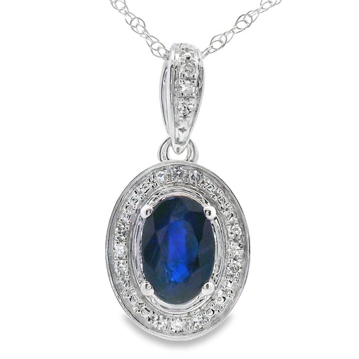 Bids.com .65ct Sapphire Diamond Fashion Pendants 10KT White Gold Pendants