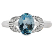 Bids.com Blue Topaz Diamond Fashion band rings 10KT White Gold Rings