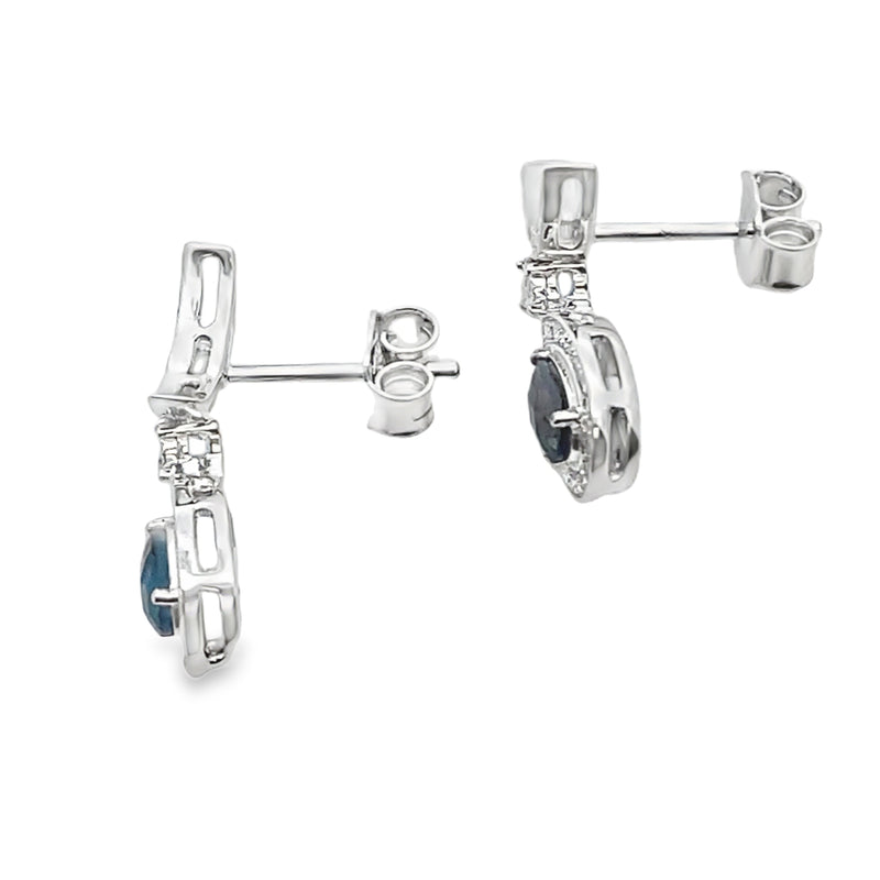 Bids.com .59ct London Blue Topaz Dangle Earrings 10KT White Gold Earrings