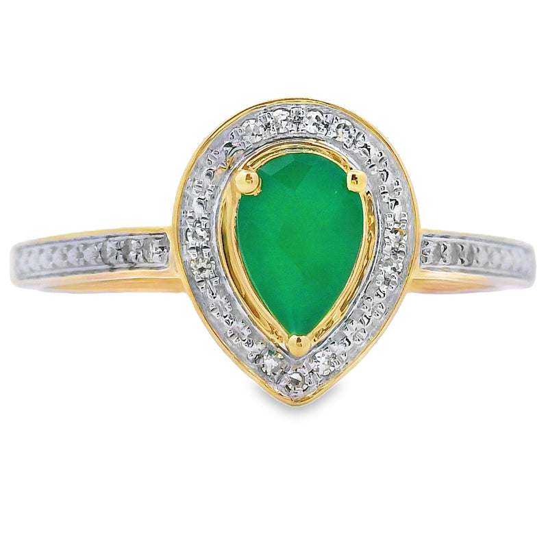 Bids.com .55ct Chalcedony Diamond Ring 10KT Yellow Gold Rings