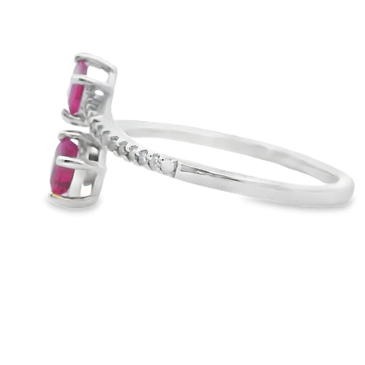 Bids.com .57ct Ruby Diamond Ring 14KT White Gold Rings