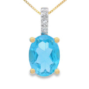 Bids.com Blue Topaz Diamond Fashion Pendants 10KT Yellow Gold Pendants