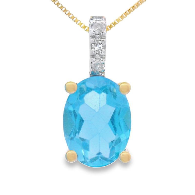 Bids.com Blue Topaz Diamond Fashion Pendants 10KT Yellow Gold Pendants