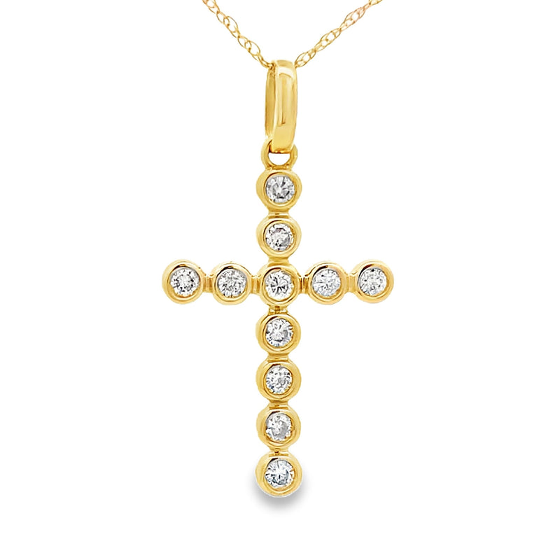 Bids.com .31ct Diamond Cross Religious Pendant 14KT Yellow Gold Pendants