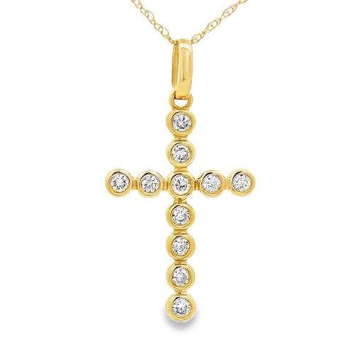 Bids.com .31ct Diamond Cross Religious Pendant 14KT Yellow Gold Pendants