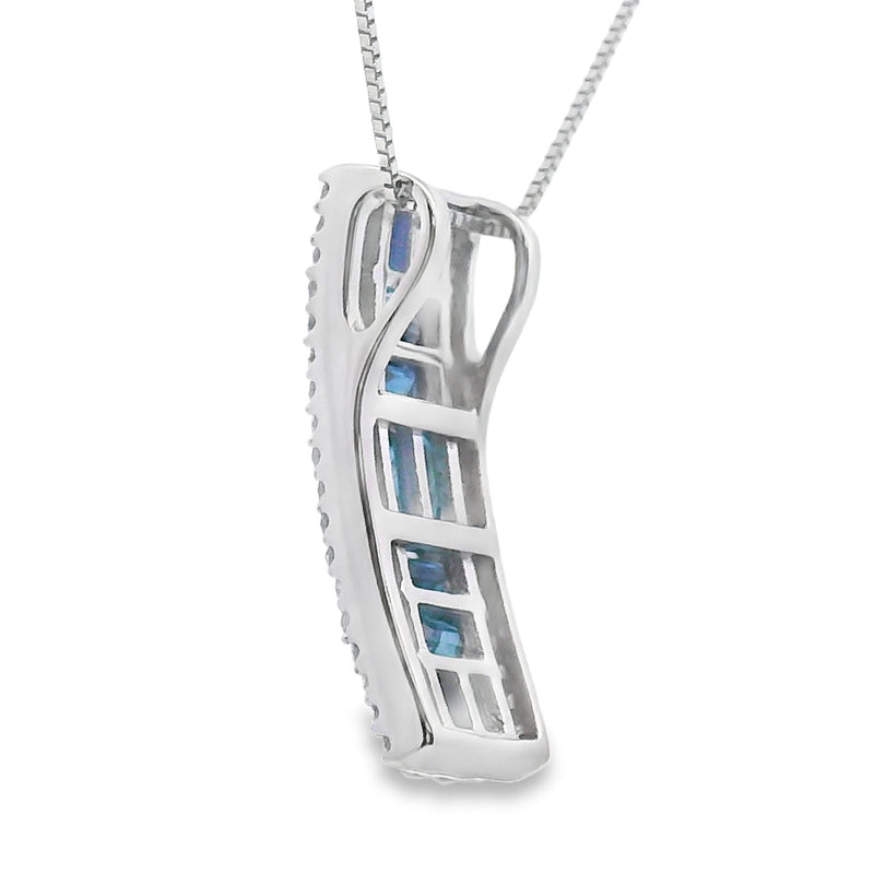 Bids.com Sapphire Diamond Fashion Pendants 14KT White Gold Pendants