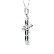 Bids.com 1.08ct Sapphire Cross Religious Pendant 10KT White Gold Pendants