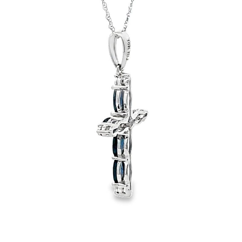 Bids.com 1.08ct Sapphire Cross Religious Pendant 10KT White Gold Pendants