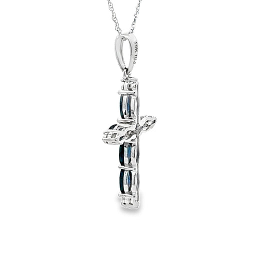 Bids.com 1.08ct Sapphire Cross Religious Pendant 10KT White Gold Pendants