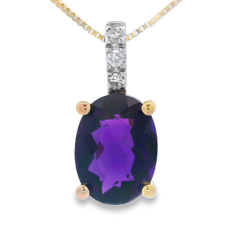 Bids.com Amethyst Diamond Fashion Pendants 10KT Yellow Gold Pendants