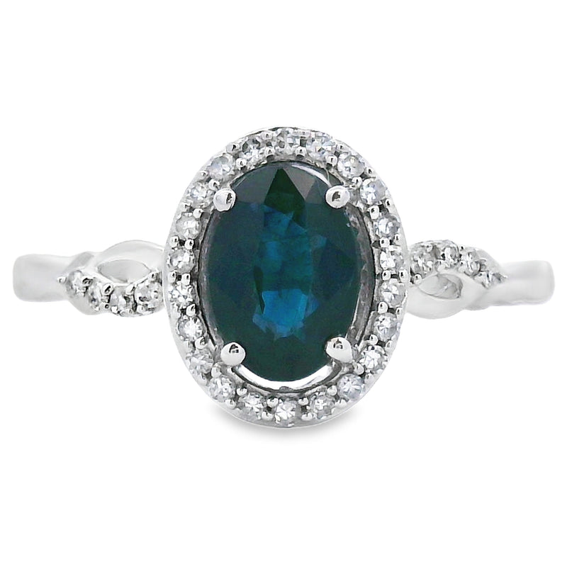 Bids.com 1.07ct Sapphire Diamond Ring 10KT White Gold Rings