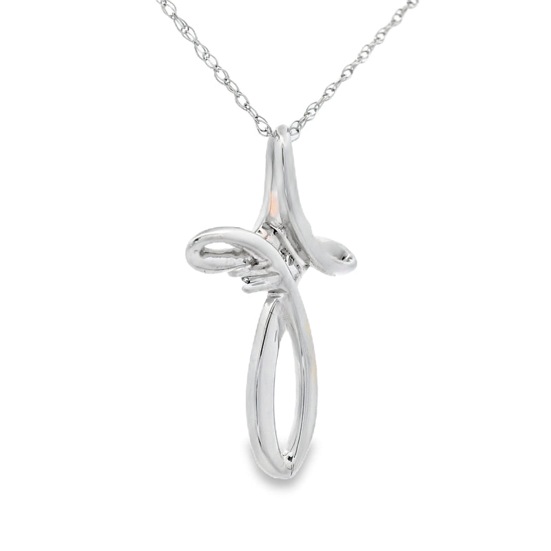 Bids.com .04ct Diamond Cross Religious Pendant 14KT White Gold Pendants