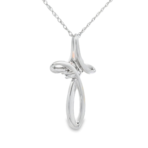 Bids.com .04ct Diamond Cross Religious Pendant 14KT White Gold Pendants