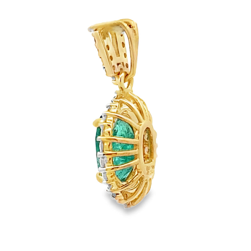Bids.com Emerald Diamond Fashion Pendants 14KT Yellow Gold Pendants