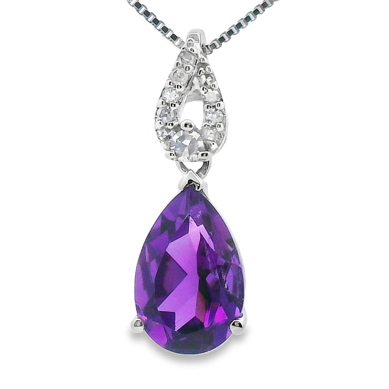 Bids.com Amethyst Diamond Fashion Pendants 10KT White Gold Pendants