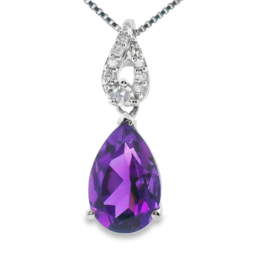 Bids.com Amethyst Diamond Fashion Pendants 10KT White Gold Pendants