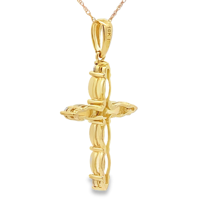 Bids.com Opal Diamond Cross Religious Pendant 10KT Yellow Gold Pendants