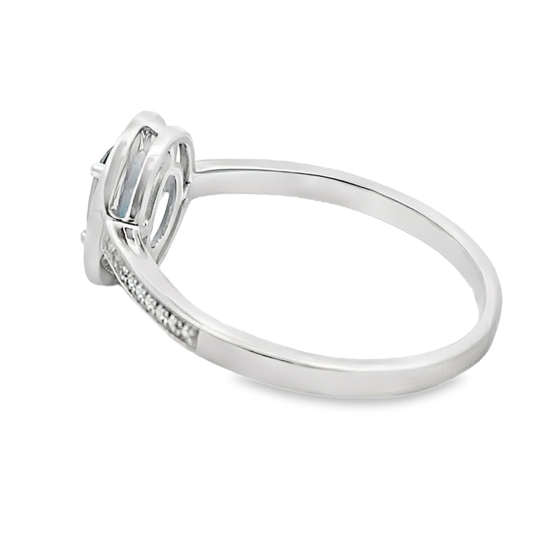 Bids.com .63ct London Blue Topaz Diamond Ring 10KT White Gold Rings