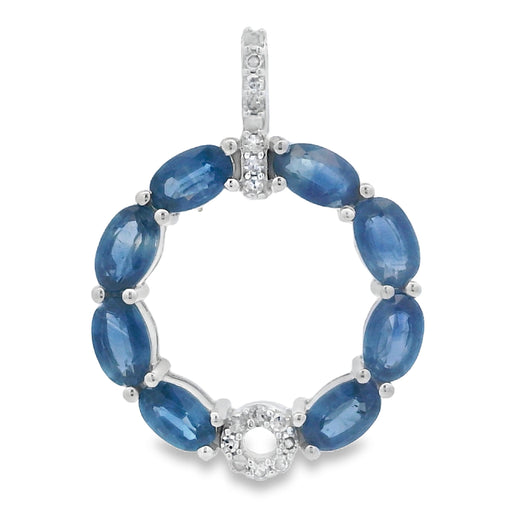 Bids.com Sapphire Diamond Fashion Pendants 14KT White Gold Pendants