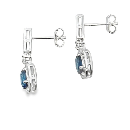 Bids.com London Blue Topaz Dangle Earrings 10KT White Gold Earrings
