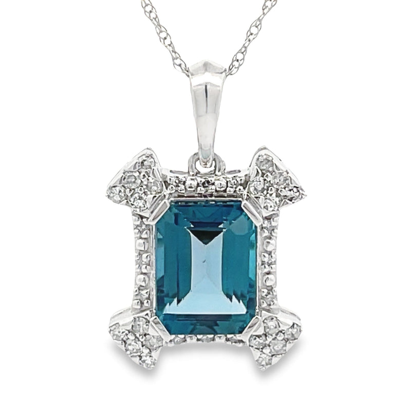 Bids.com London Blue Topaz Fashion Pendants 10KT White Gold Pendants