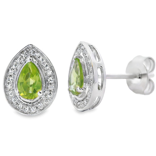 Bids.com .56ct Peridot Diamond Stud Earrings 10KT White Gold Earrings