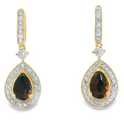 Bids.com .84ct Quartz Diamond Dangle Earrings 10KT Yellow Gold Earrings