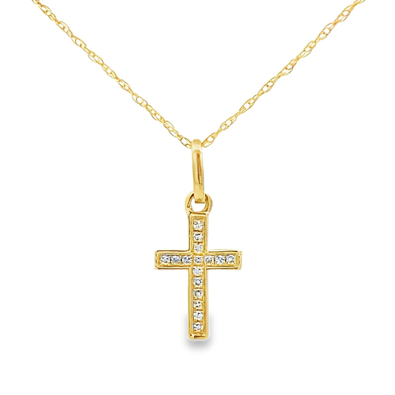 Bids.com .05ct Diamond Cross Religious Pendant 14KT Yellow Gold Pendants