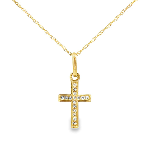 Bids.com .05ct Diamond Cross Religious Pendant 14KT Yellow Gold Pendants