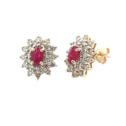 Bids.com 2.30ct Ruby Diamond Earrings 14KT Yellow Gold Earrings