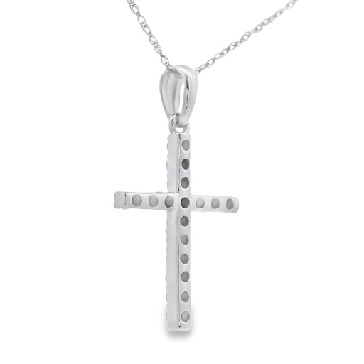 Bids.com .25ct Diamond Cross Religious Pendant 14KT White Gold Pendants