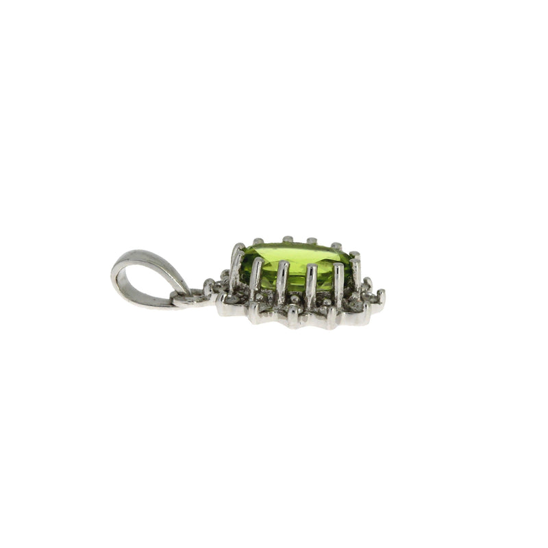 Bids.com .96ct Peridot Diamond Fashion Pendants 10KT White Gold Pendants