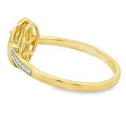 Bids.com .44ct Rose Quartz Diamond Ring 10KT Yellow Gold Rings